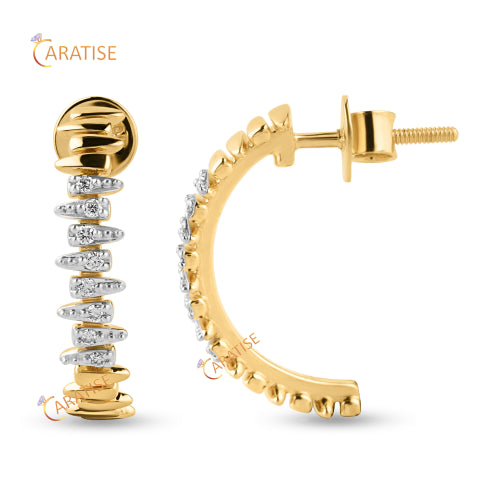 0.16 TDW Round Cut Diamond Earring 925 Silver