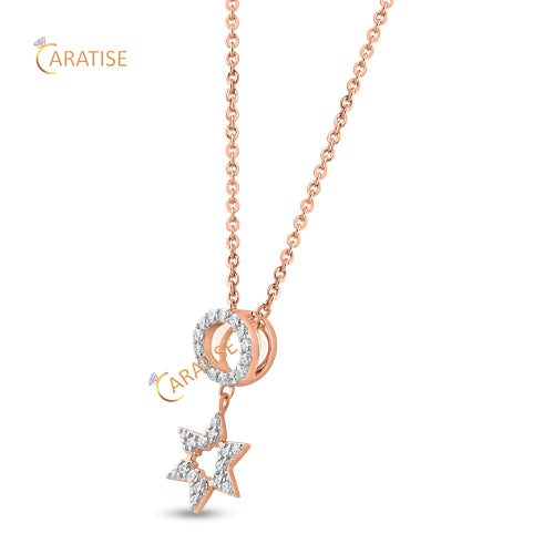 0.17 TDW Round Cut Diamond Custom Pendant With Chain 925 Silver