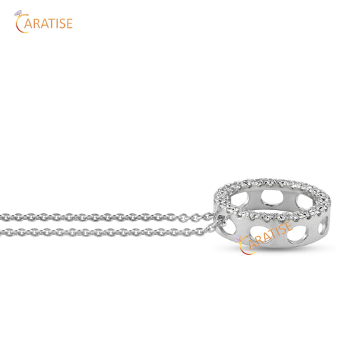 0.23 TDW Round Cut Diamond Custom Pendant With Chain 925 Silver
