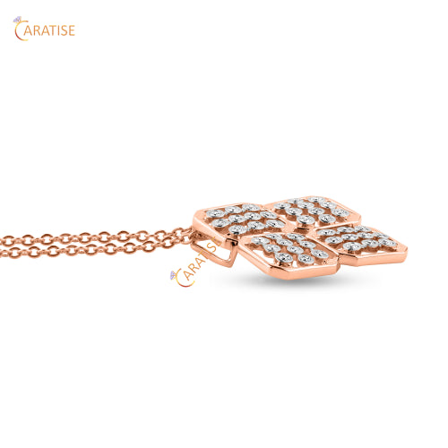 0.49 TDW Round Cut Diamond Custom Pendant With Chain 925 Silver