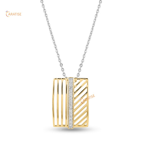 0.143 TDW Round Cut Diamond Pendant With Chain 925 Silver