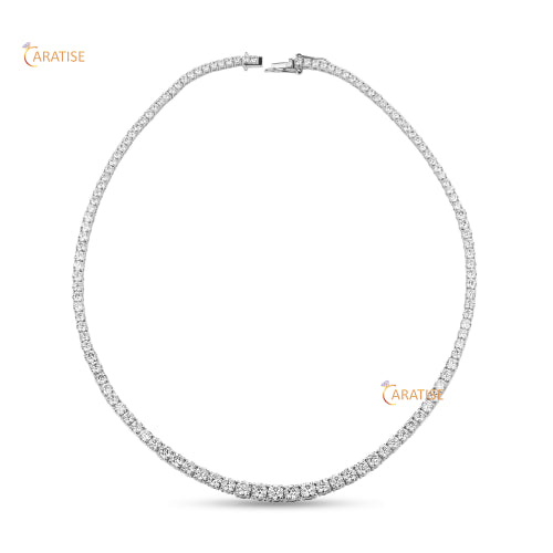 21.50 TDW Round Cut Diamond Necklace 925 Silver