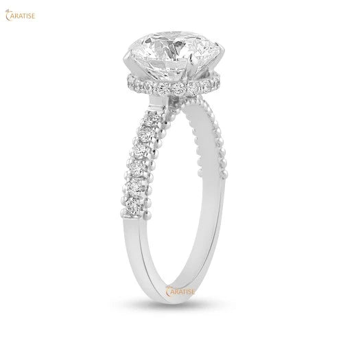 0.93 TDW Round Cut Diamond Engagement Ring 925 Silver
