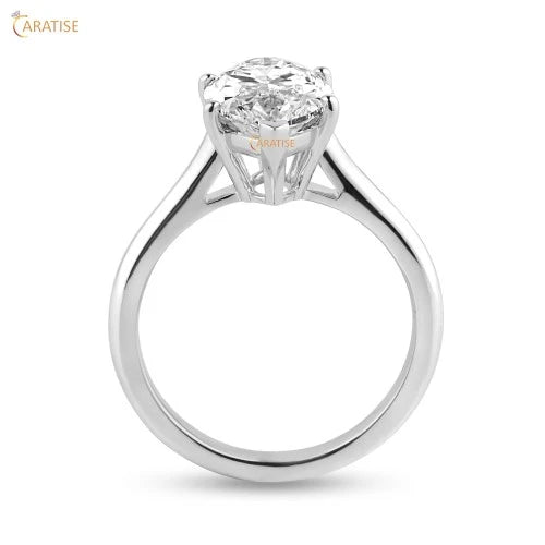 3.08 TDW Marquise Cut Moissanite Diamond Solitaire Ring 925 Silver