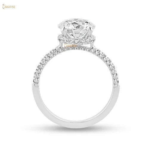 0.93 TDW Round Cut Diamond Engagement Ring 925 Silver