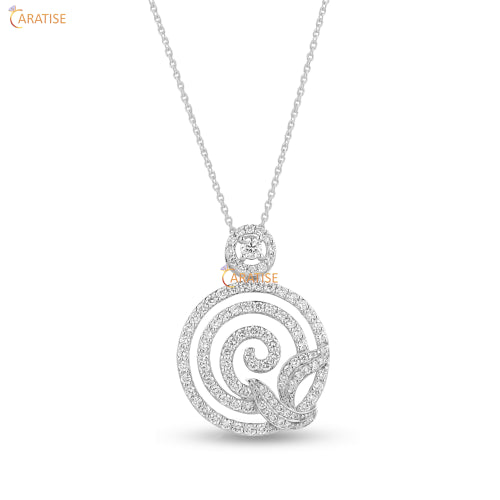 1.135 TDW Round Cut Diamond Custom Pendant with Chain 925 Silver
