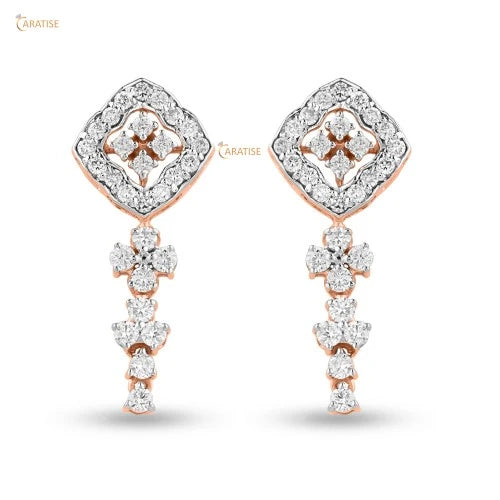 1.54 TDW Round Cut Diamond Pendant & Earring 925 Silver