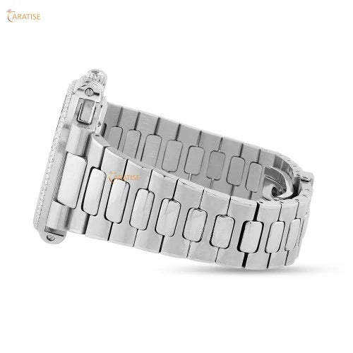 2.57 TDW Round Cut Diamond Watch | Stainless Steel | Moissanite Diamond Watch | Timeless Glamour Watch For Him | Forever Yours