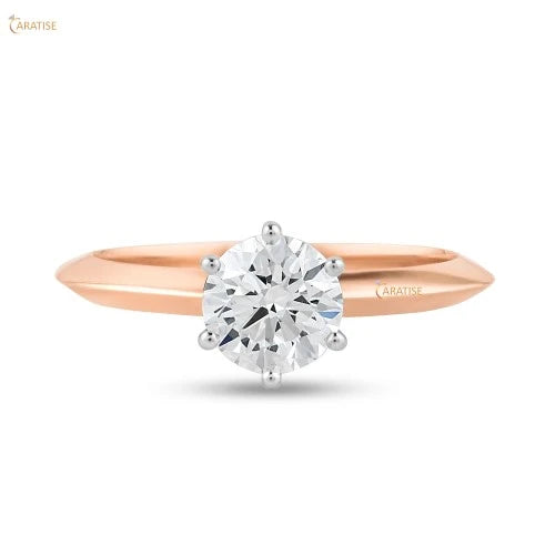 0.50 TDW Round Cut Diamond Solitaire Ring 925 Silver