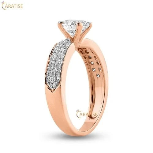 1.298 TDW Round Cut Diamond Engagement Ring 925 Silver