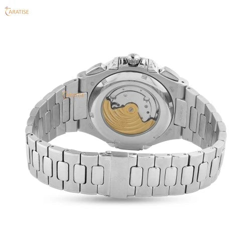 2.57 TDW Round Cut Diamond Watch | Stainless Steel | Moissanite Diamond Watch | Timeless Glamour Watch For Him | Forever Yours