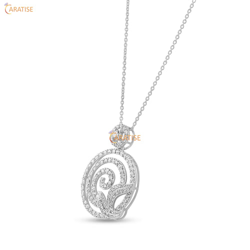 1.135 TDW Round Cut Diamond Custom Pendant with Chain 925 Silver