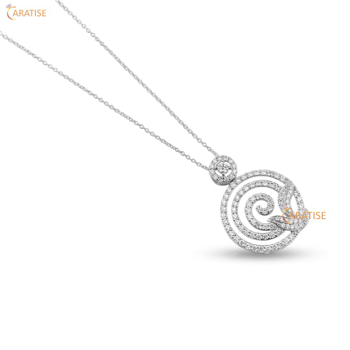 1.135 TDW Round Cut Diamond Custom Pendant with Chain 925 Silver