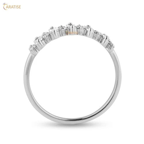 0.55 TDW Baguette & Round Cut Moissanite Diamond Eternity Ring 925 Silver