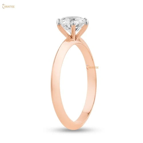 0.50 TDW Round Cut Diamond Solitaire Ring 925 Silver