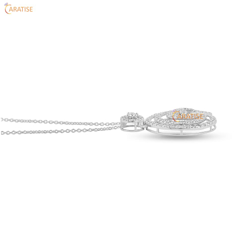 1.135 TDW Round Cut Diamond Custom Pendant with Chain 925 Silver