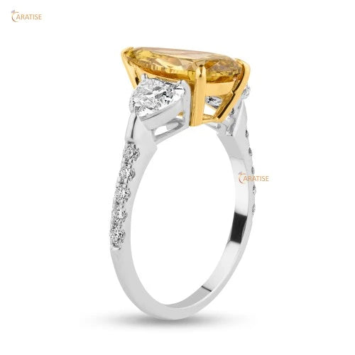 2.87 TDW F.Y. Pear, Round & Heart Cut Diamond Engagement Ring 925 Silver