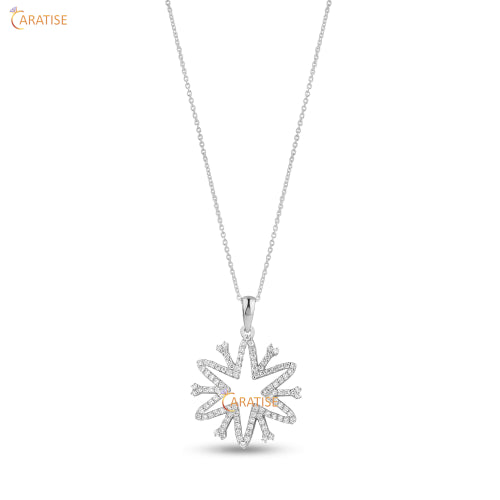 0.70 TDW Round Cut Diamond Costum Pendant With Chain 925 Silver