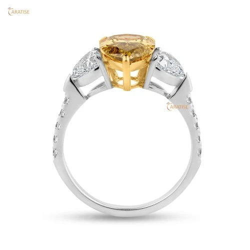 2.87 TDW F.Y. Pear, Round & Heart Cut Diamond Engagement Ring 925 Silver