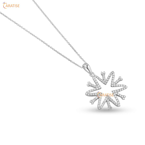 0.70 TDW Round Cut Diamond Costum Pendant With Chain 925 Silver