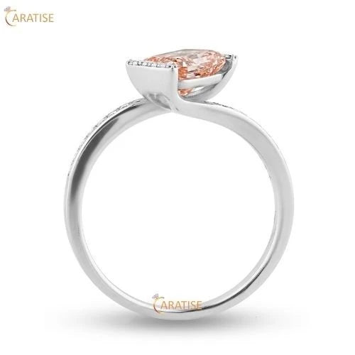 1.65 TDW F.P. Radiant & Round Cut Diamond Engagement Ring 925 Silver