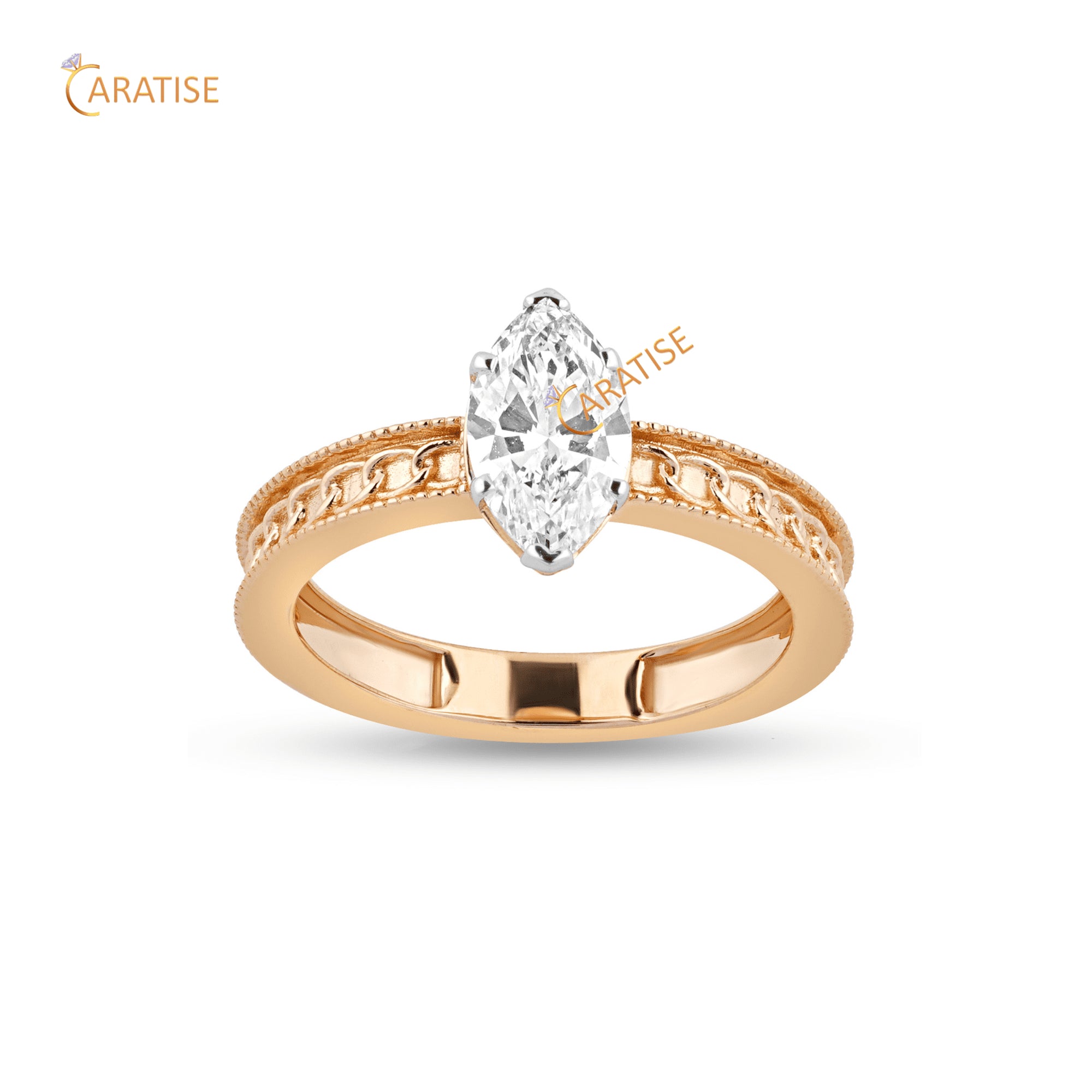 1.02 TDW Marquise Cut Diamond Solitaire Ring 925 Silver