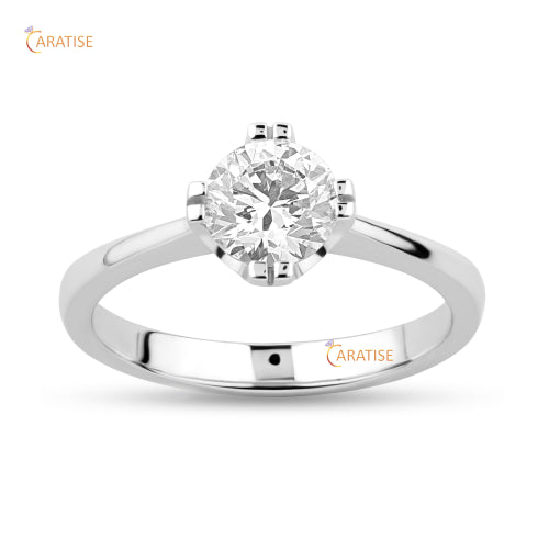 0.92 TDW Round Cut Moissanite Diamond Solitaire Ring 925 Silver