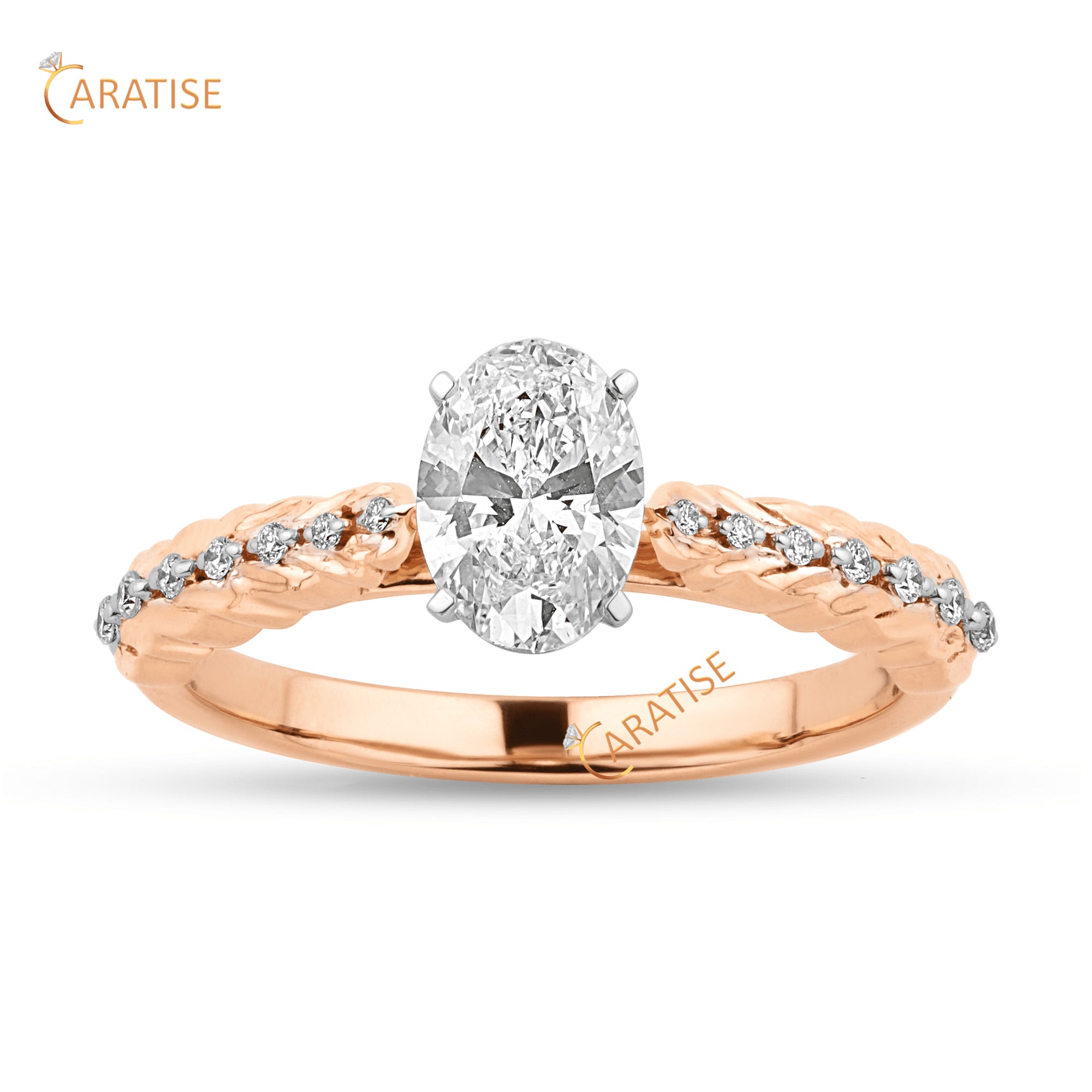 1.078 TDW Oval & Round Cut Diamond Engagment Ring 925 Silver