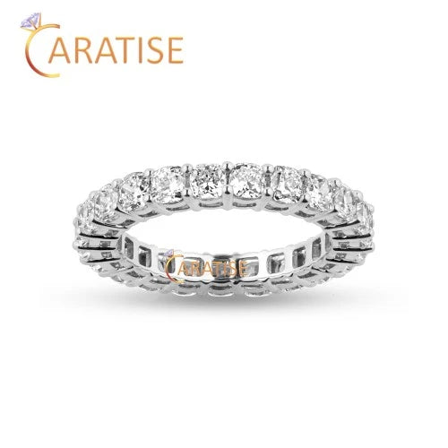 3.45 TDW Cushion Cut Diamond Eternity Band Ring 925 Silver