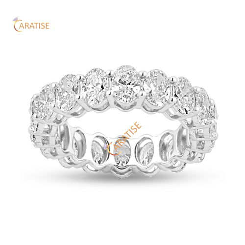 3.60 TDW Oval Cut Diamond Eternity Band 925 Silver