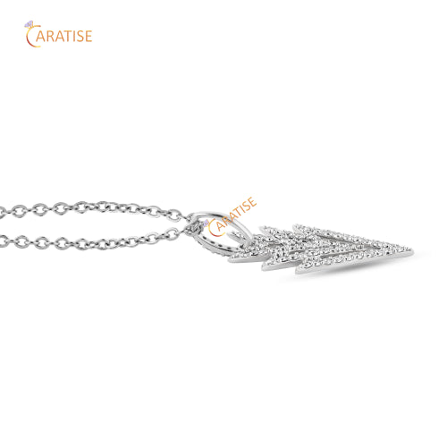 0.42 TDW Round Cut Diamond Custom Pendant With Chain 925 Silver