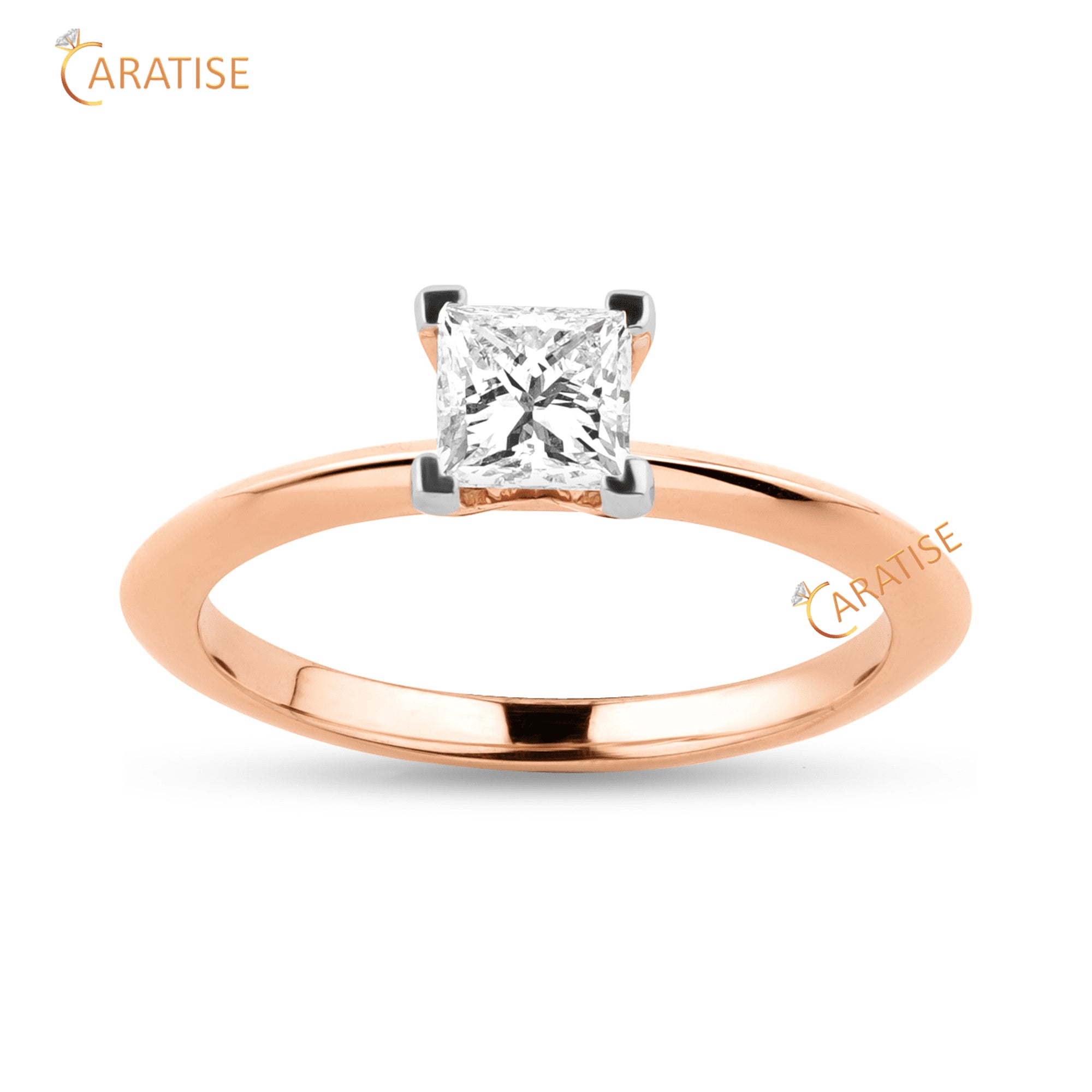 0.75 TDW Princess Cut Diamond Solitaire Ring 925 Silver