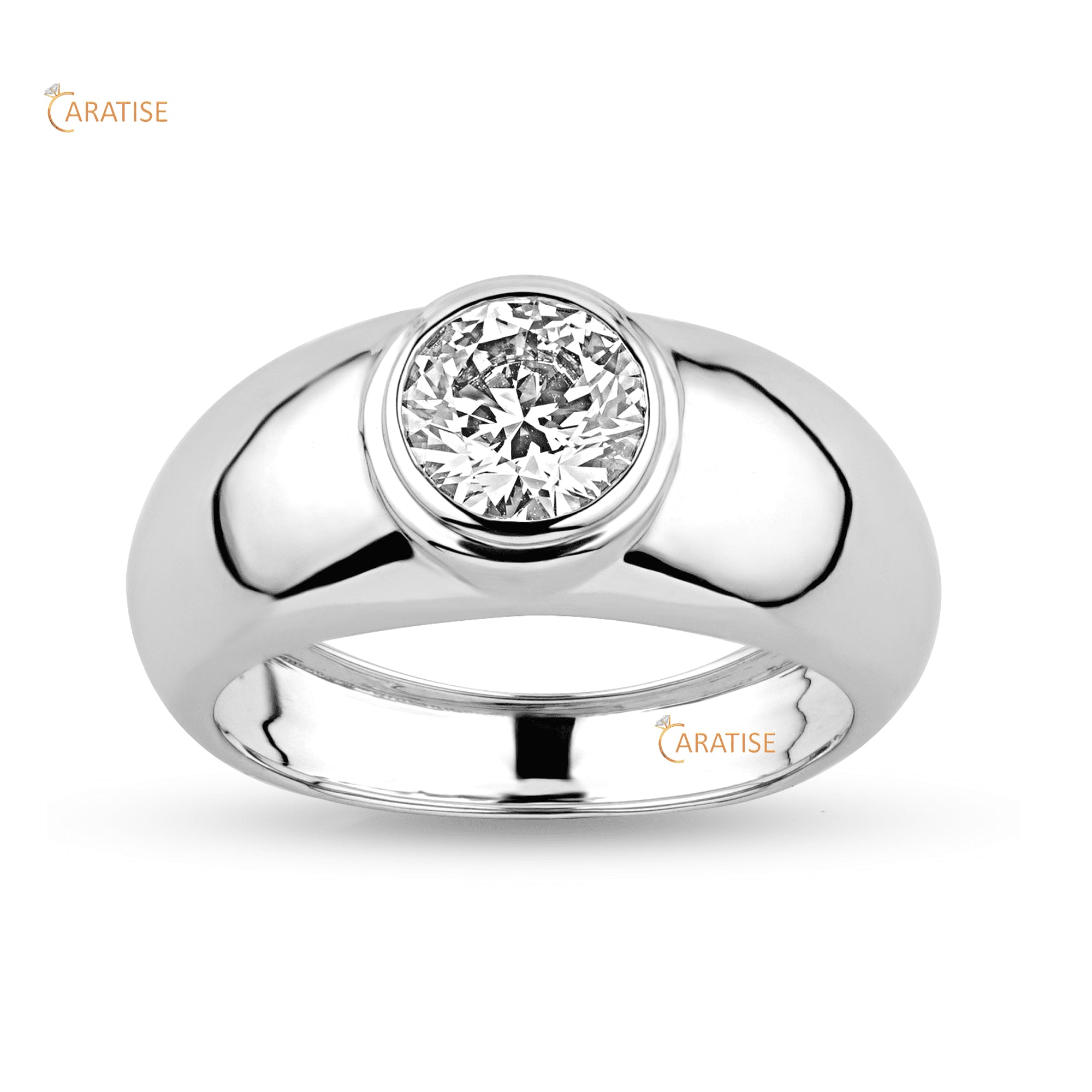 1.47 TDW Round Cut Diamond Solitaire Ring 925 Silver