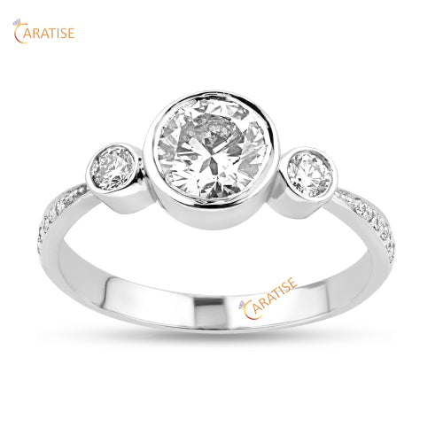 1.20 TDW Round Cut Moissanite Diamond Engagement Ring 925 Silver