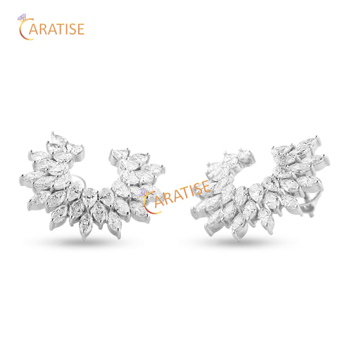 5.66 TDW Pear & Marquise Cut Diamond Earring 925 Silver