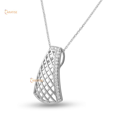 0.204 TDW Round Cut Diamond Pendant 925 Silver