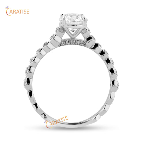 1.08 TDW Round Cut Moissanite Diamond Engagement Ring 925 Silver