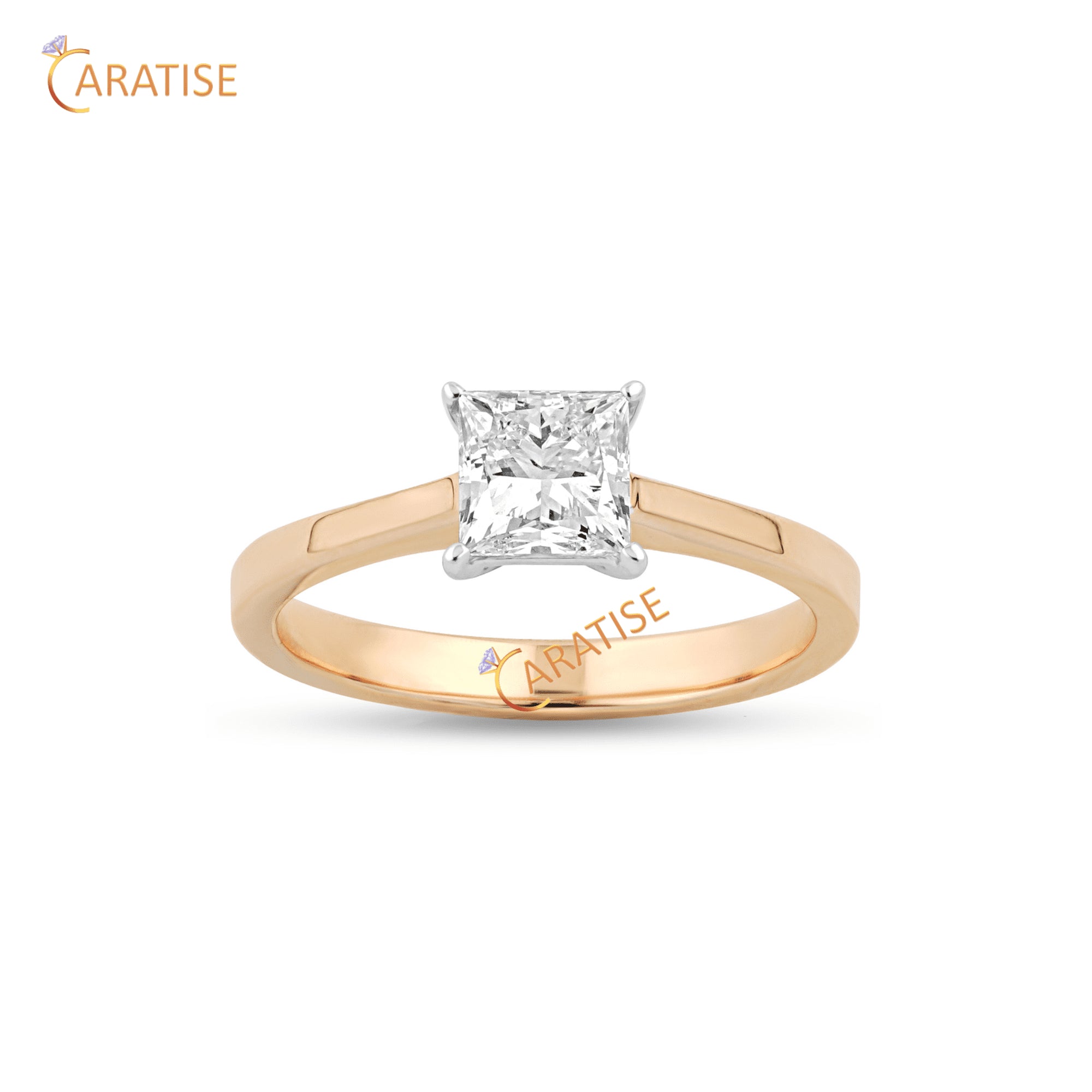 1.04 TDW Princess Cut Solitaire Diamond Solitaire Ring 925 Silver