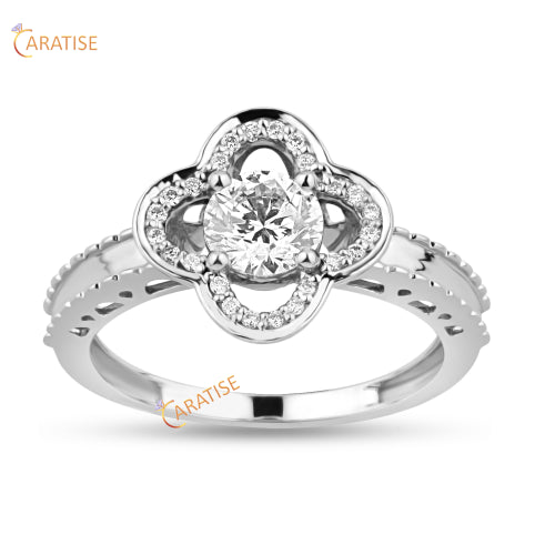 0.77 TDW Round Cut  Moissanite Diamond Halo Ring 925 Silver