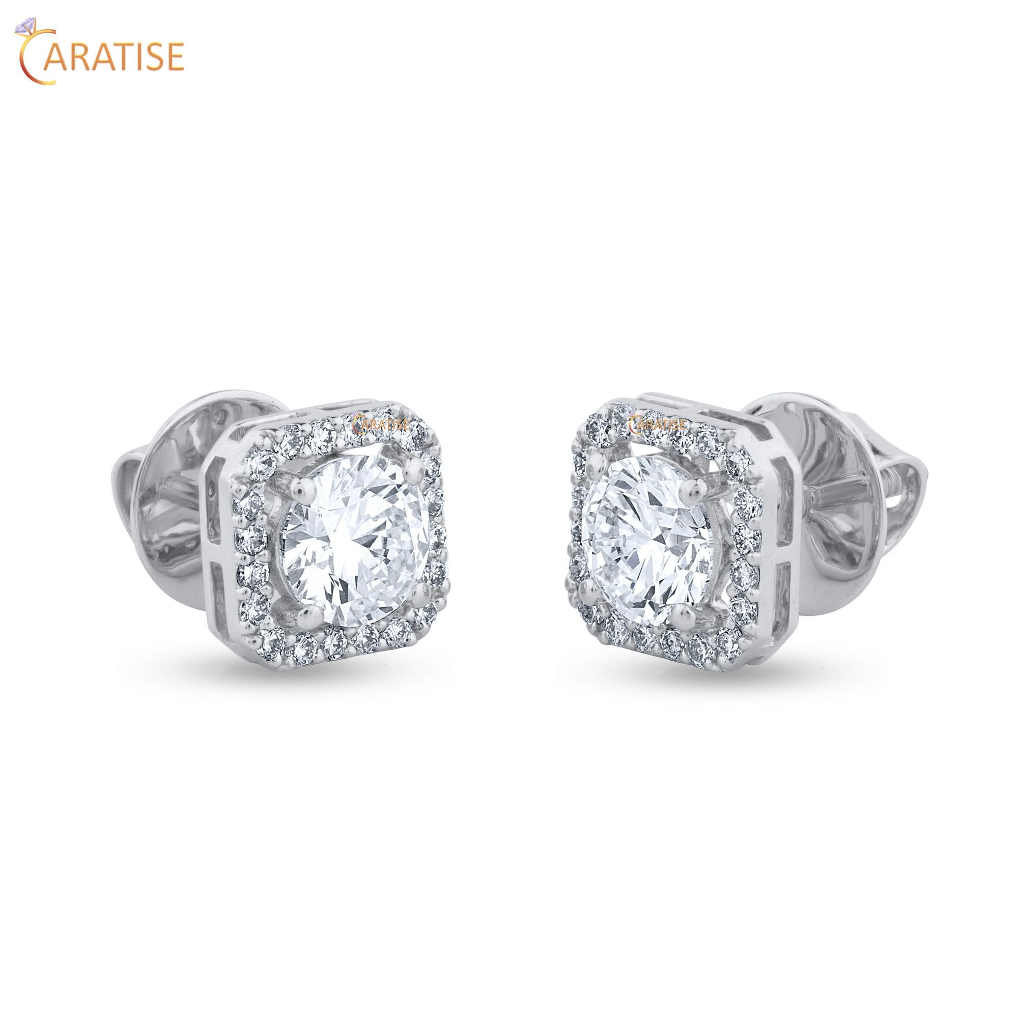 1.28 TDW Round Cut Moissanite Diamond Earring 925 Silver