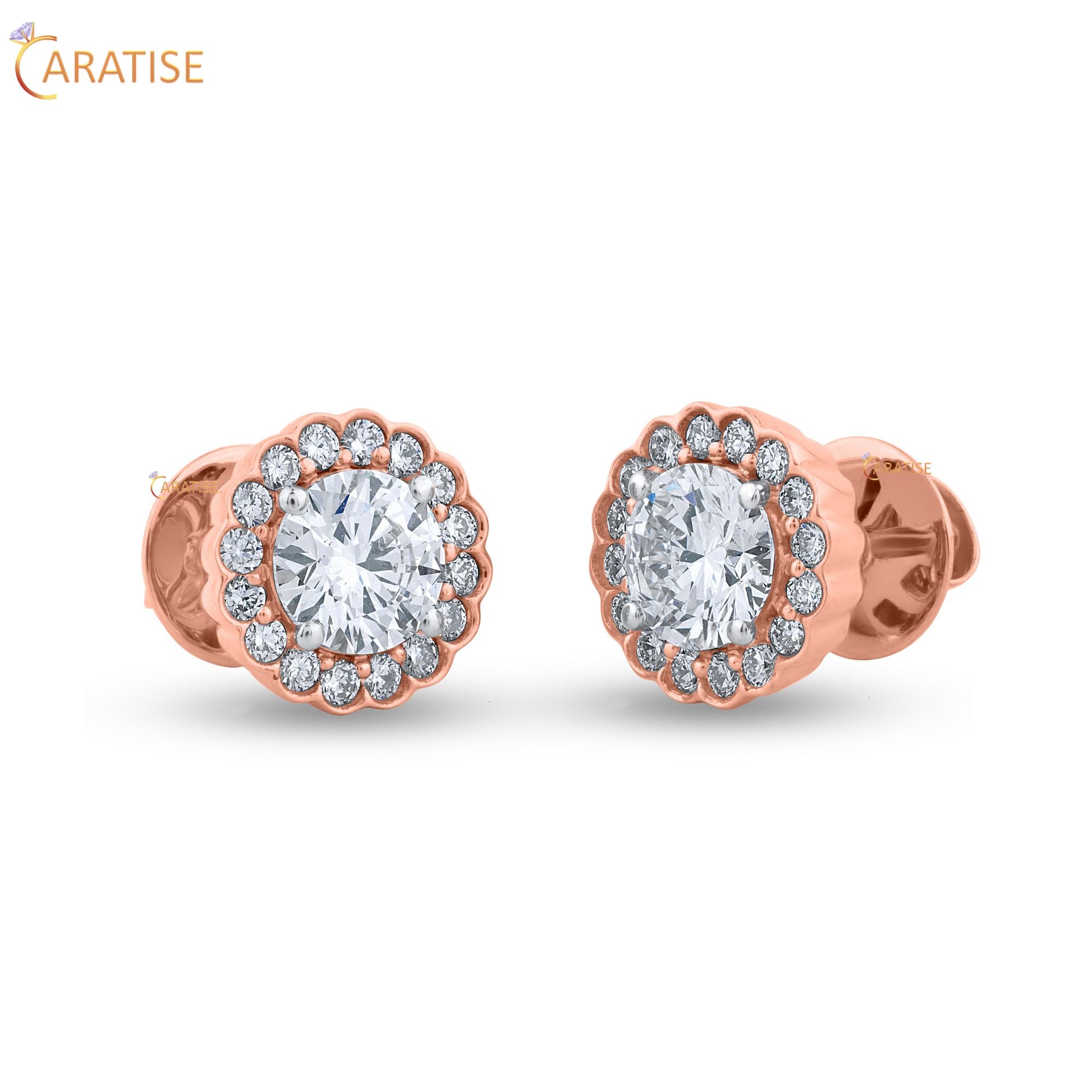 1.71 TDW Round Cut Diamond Stud Earring 925 Silver