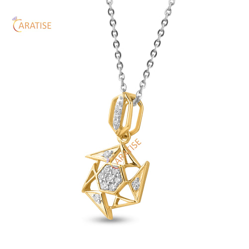 0.134 TDW Round Cut Diamond Custom Pendant 925 Silver