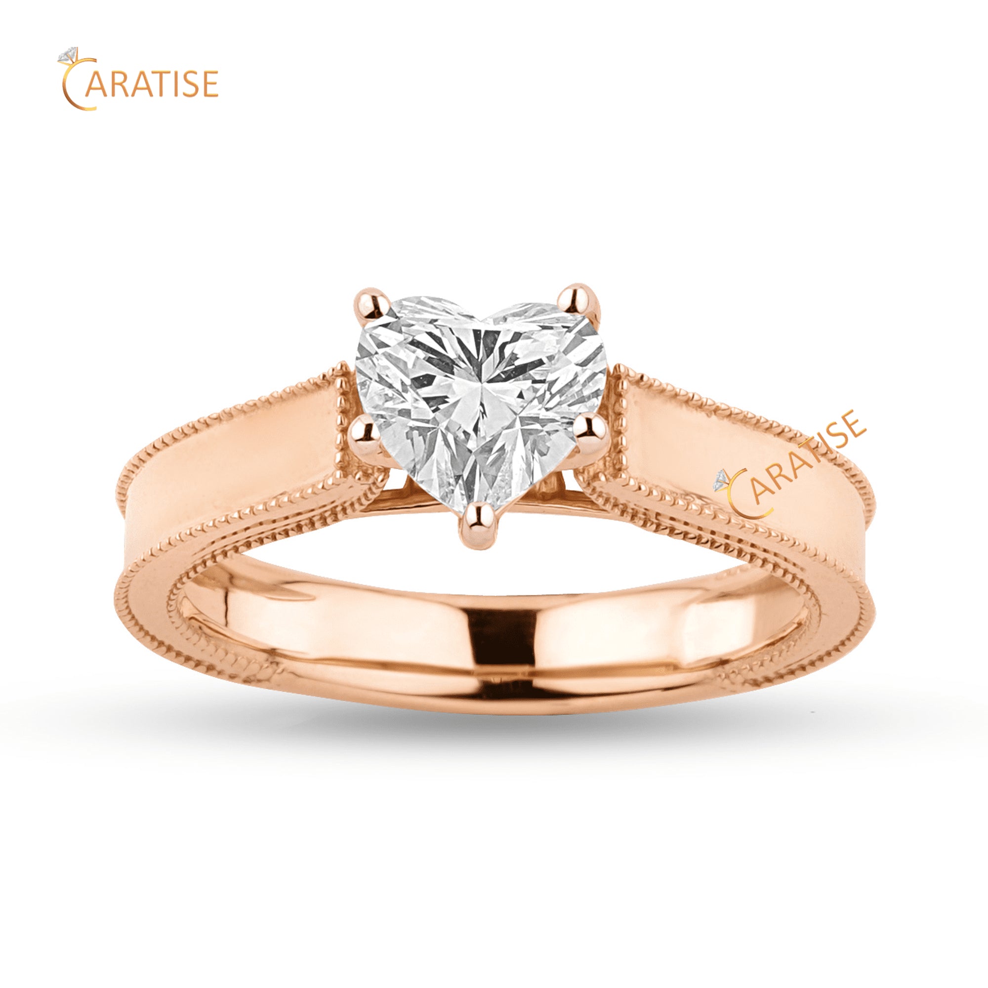 1.22 TDW Heart Cut Moissanite Diamond SolitaireRing 925 Silver