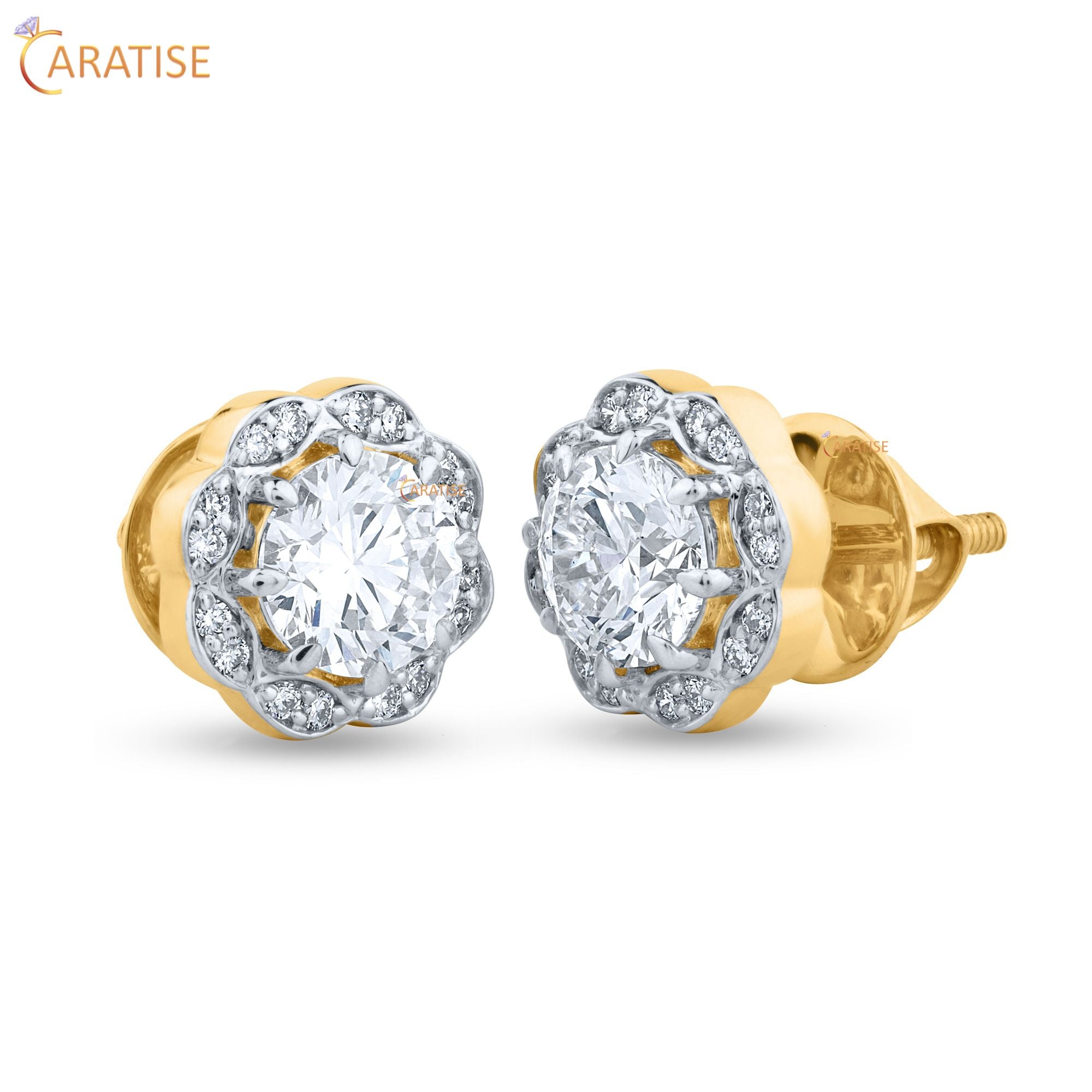 1.54 TDW Round Cut Diamond Earring 925 Silver