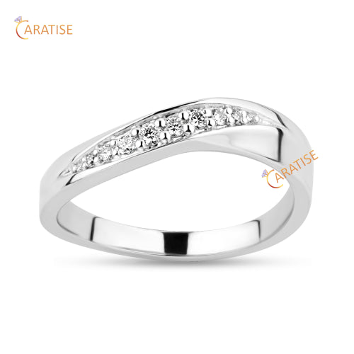 0.10 TDW Round Cut Moissanite Diamond Band Ring 925 Silver