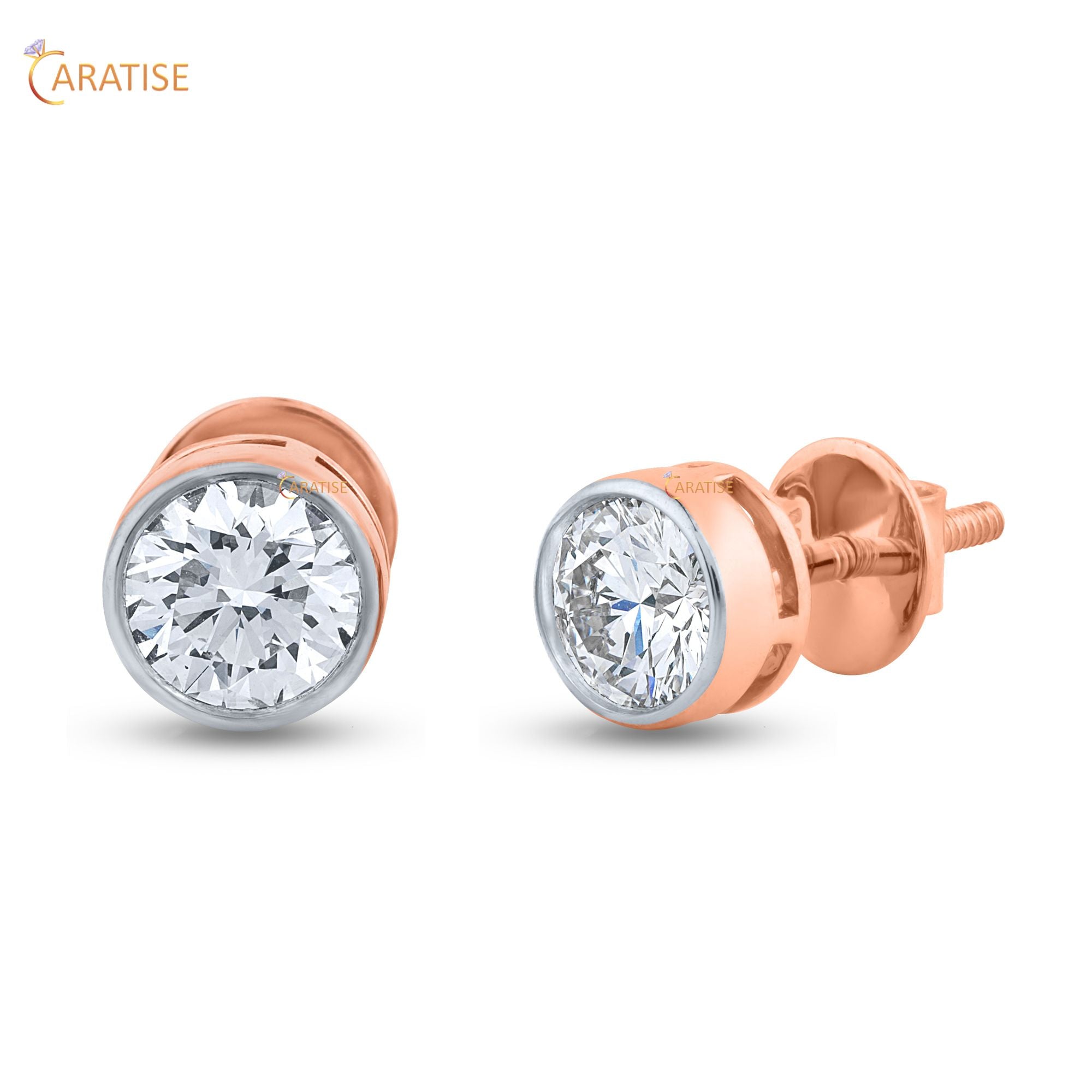 1.08 TDW Round Cut Moissanite Diamond Stud Earring 925 Silver