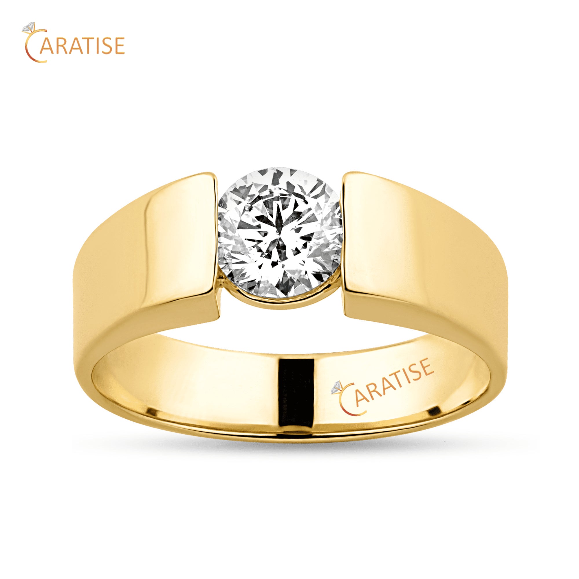 1.40 TDW Round Cut Moissanite Diamond Men's Ring 925 Silver