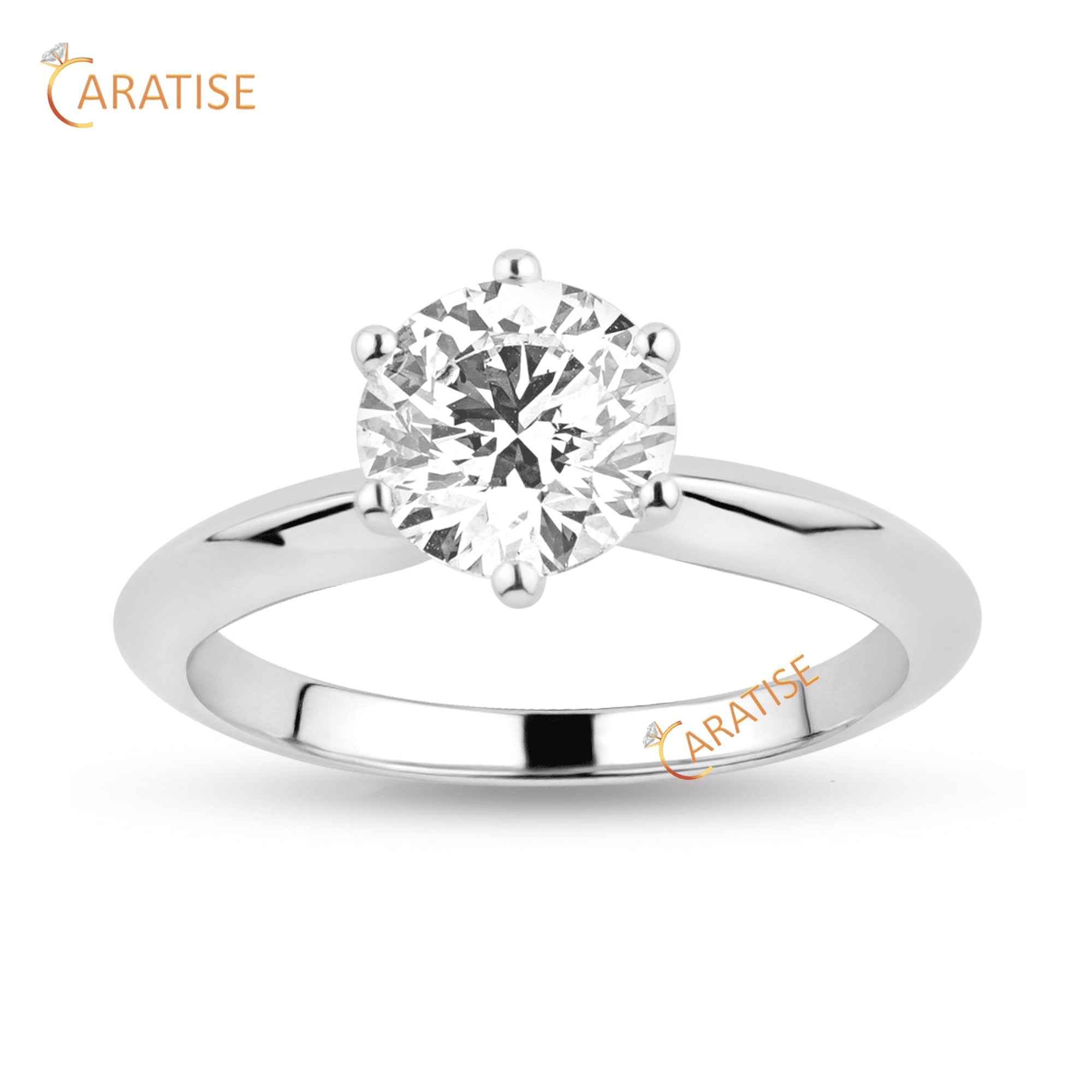 2.01 TDW Round Cut Diamond SolitaireRing 925 Silver