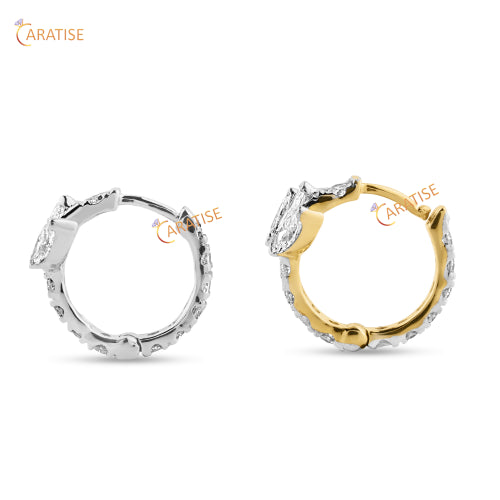 0.35 TDW Marquise & Round Cut Diamond Earring