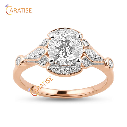 1.51 TDW Round Cut Moissanite Diamond Halo Ring 925 Silver